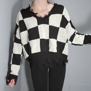 Black & White Checkered Sweater